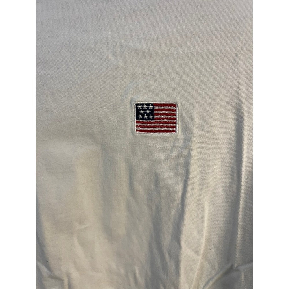 Mighty Fine Womens XL White Long Sleeve Cropped T-Shirt American Flag Striped - Picture 3 of 5